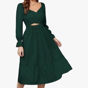 Forest green reversible wrap flowy dress